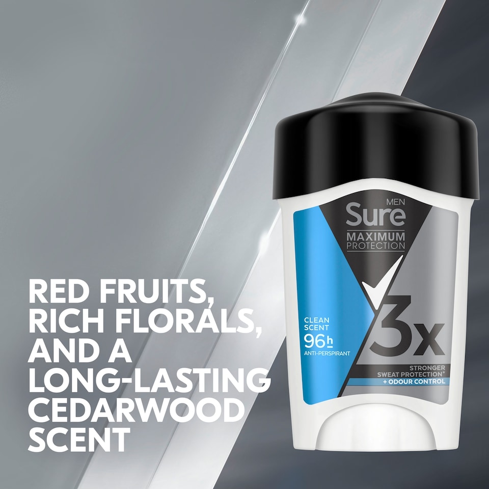 image 1 of Sure Men Clean Scent 96h Maximum Protection Antiperspirant Deodorant Cream 45ml
