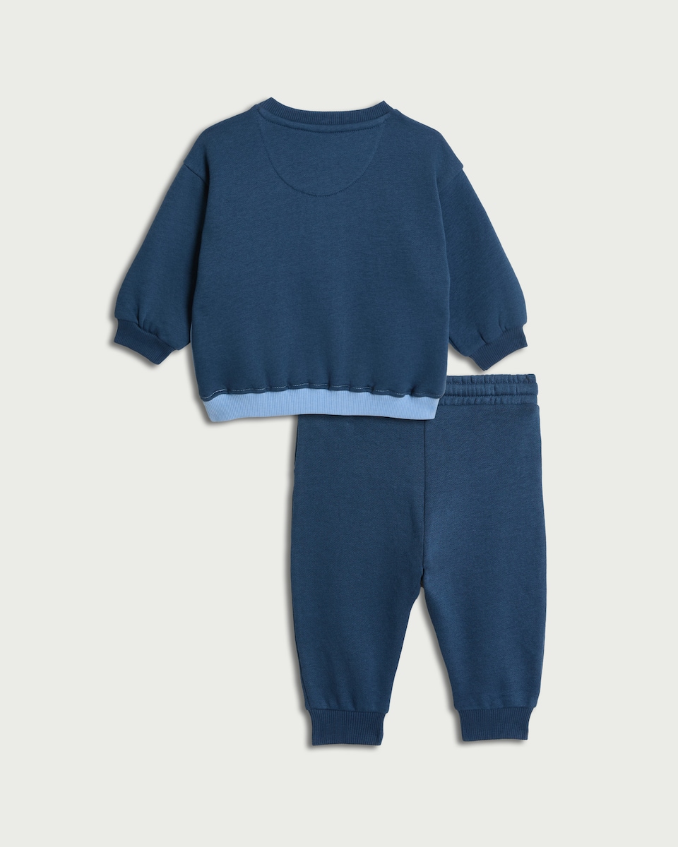 image 1 of F&F Baby 2-Piece Cotton Rich Colour Block Sweatshirt and Joggers Set in Blue