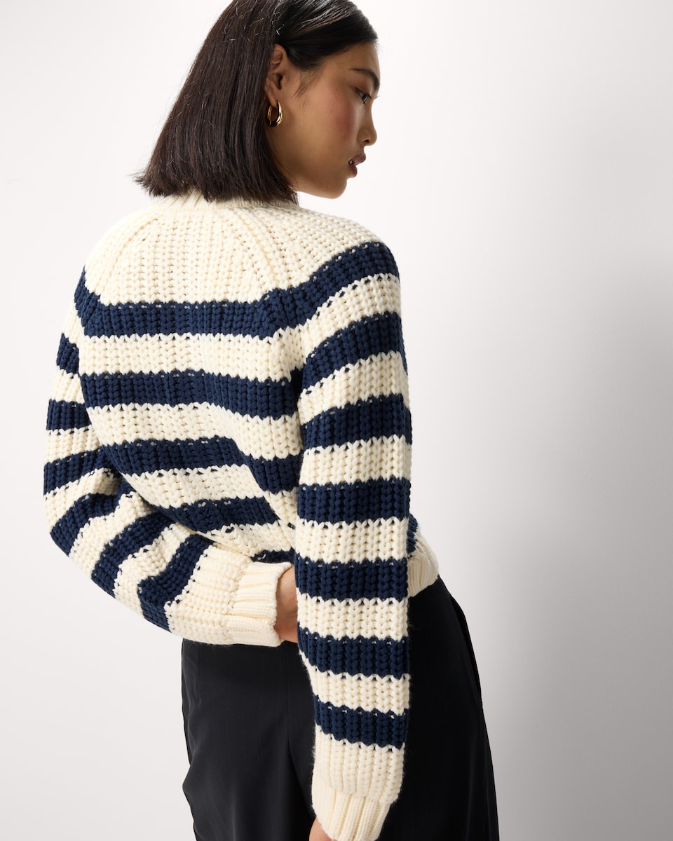 image 1 of F&F Chunky Knitted Cardigan in Multi Blue
