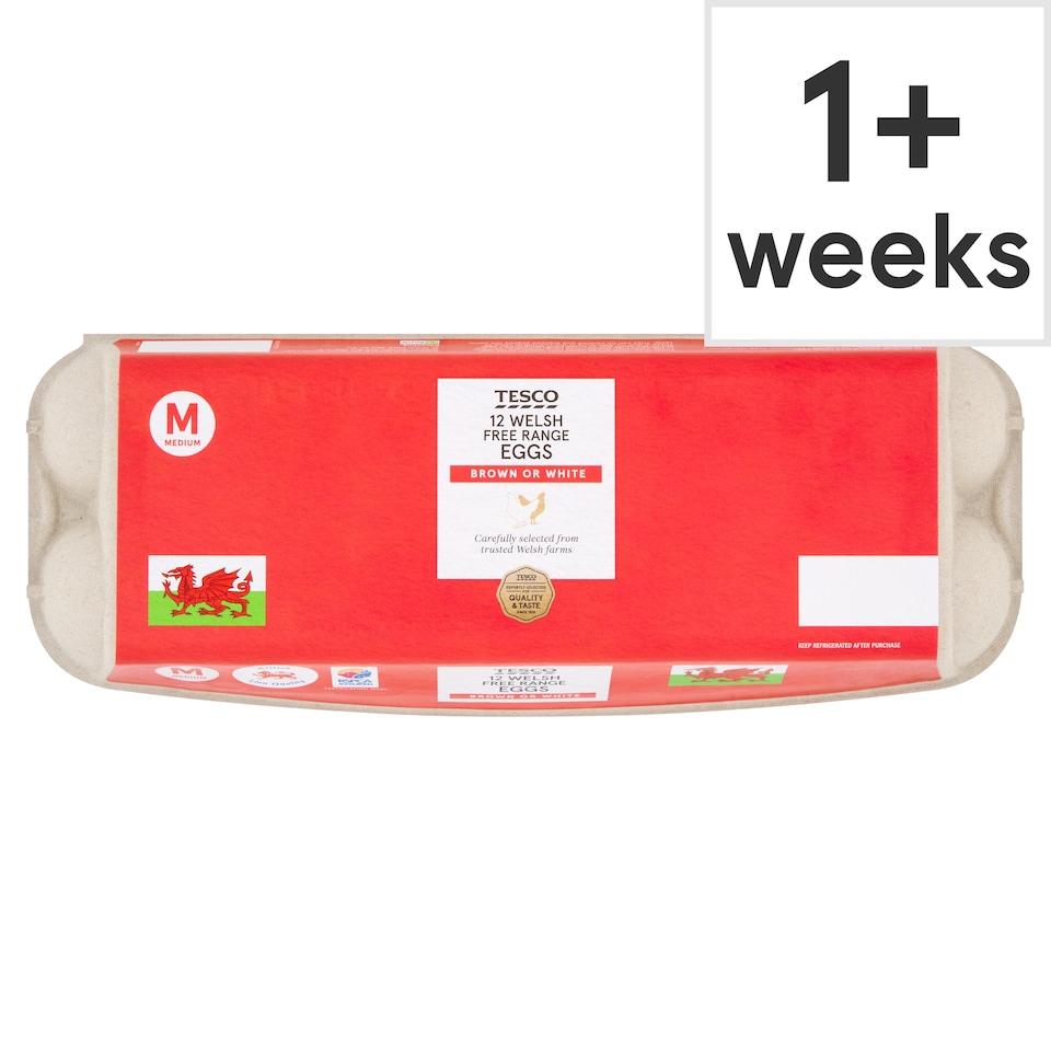 Tesco Welsh Medium Free Range Eggs 12 Pack