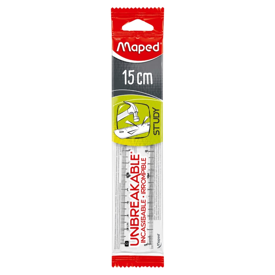 Maped Study Unbreakable műanyag törhetetlen átlátszó vonalzó 15 cm
