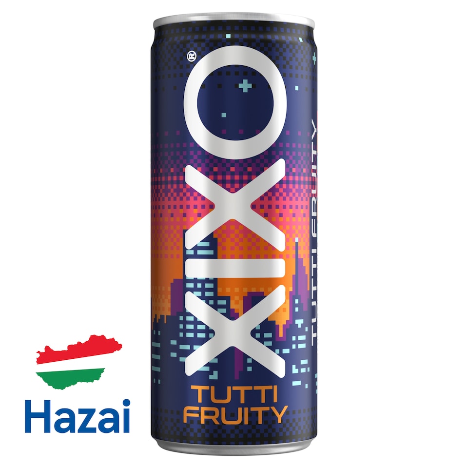 XIXO Tutti Fruity tuttifruttiízű koffeinmentes szénsavas üdítőital hozzáadott vitaminokkal 250 ml