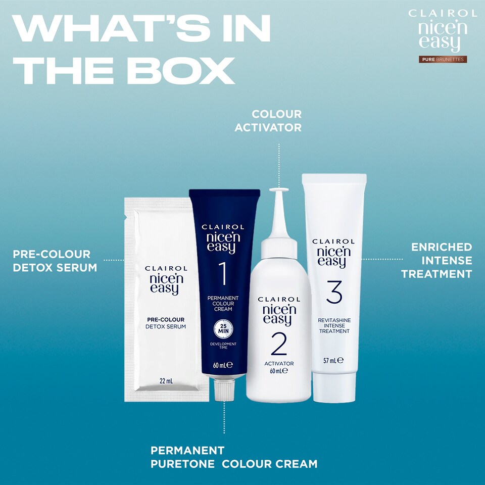 image 1 of Clairol Nice'N Easy Crème Pure Brunettes Permanent Hair Dye Kit - 4PB Deep Mocha Brown