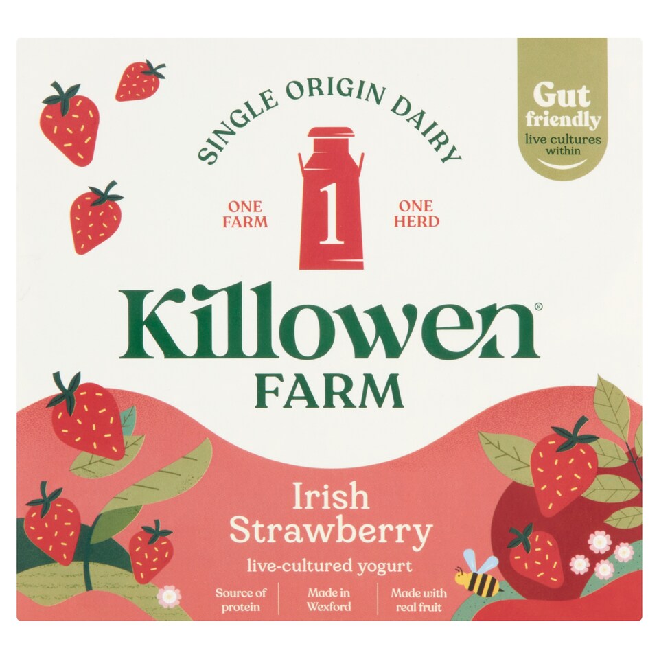 Killowen Farm Irish Strawberry Yogurt 4 x 125g