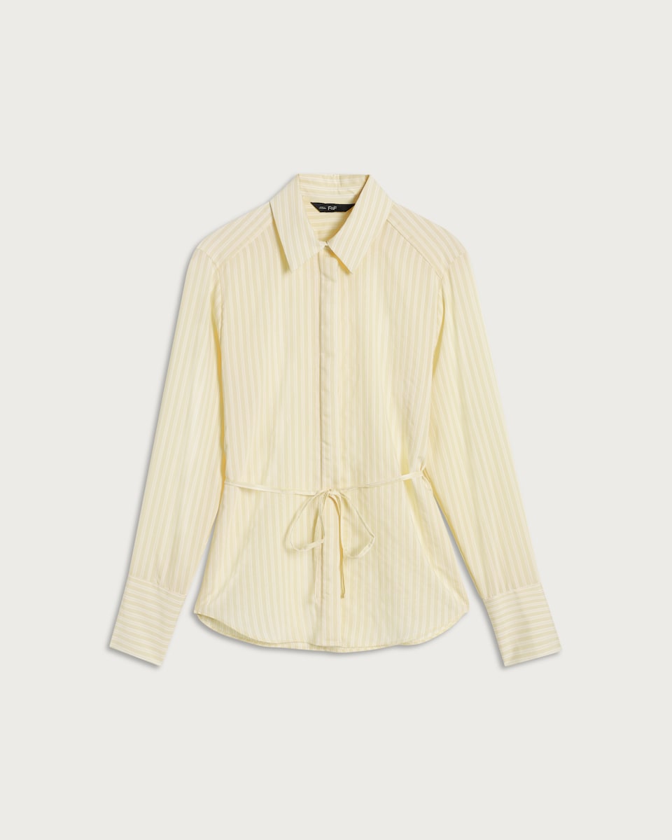 The F&F Edit Stripe Print Tie Waist Shirt in Yellow