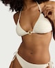 image 1 of F&F Striped Ring Detail Halter Neck Bikini Top in Gold