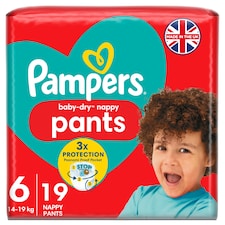 Pampers Baby-Dry Nappy Pants Size 6 19 Pack