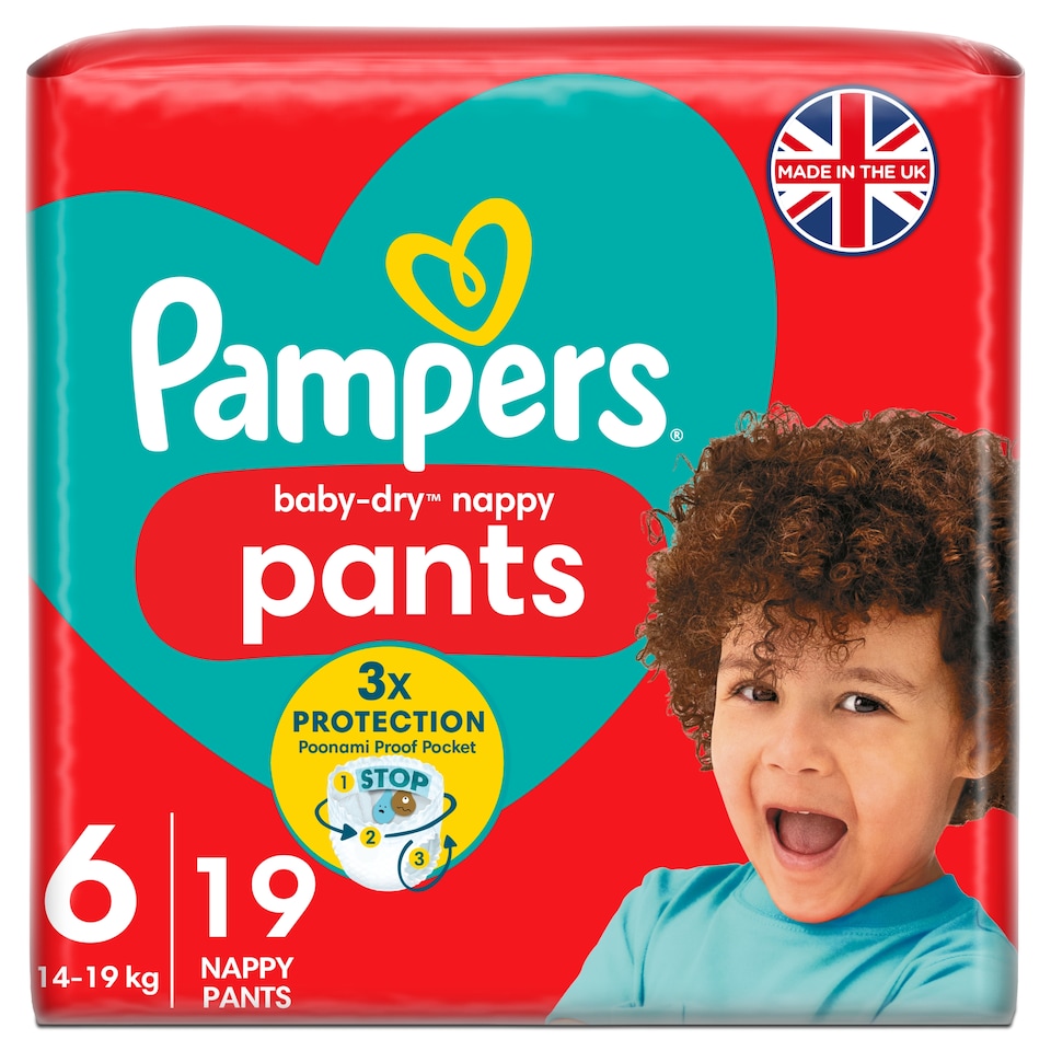 image 1 of Pampers Baby-Dry Nappy Pants Size 6 19 Pack