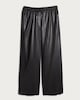 image 4 of The F&F Edit Faux Leather Wide Leg Drawstring Joggers in Black