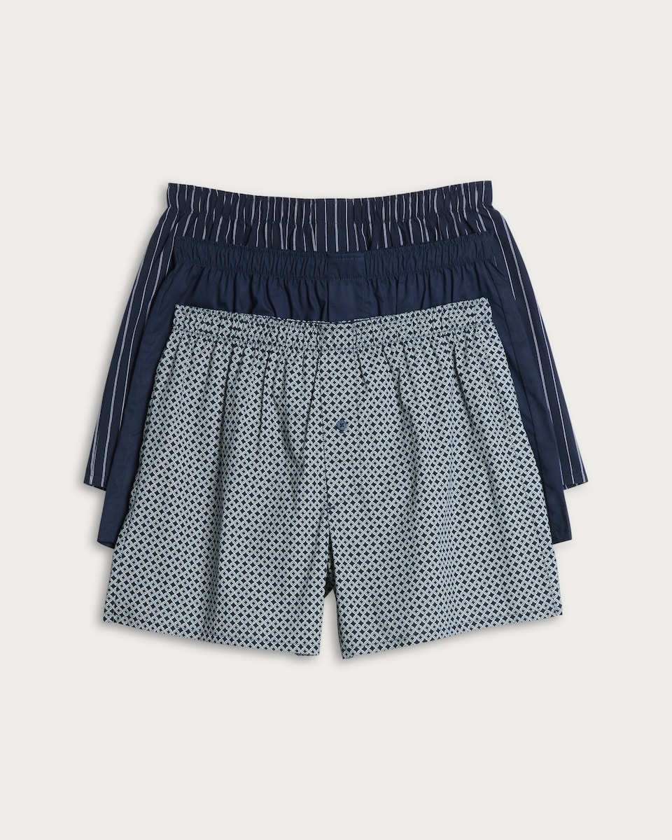 image 1 of F&F 3-Pack Pure Cotton Patterned Woven Boxers in Multi