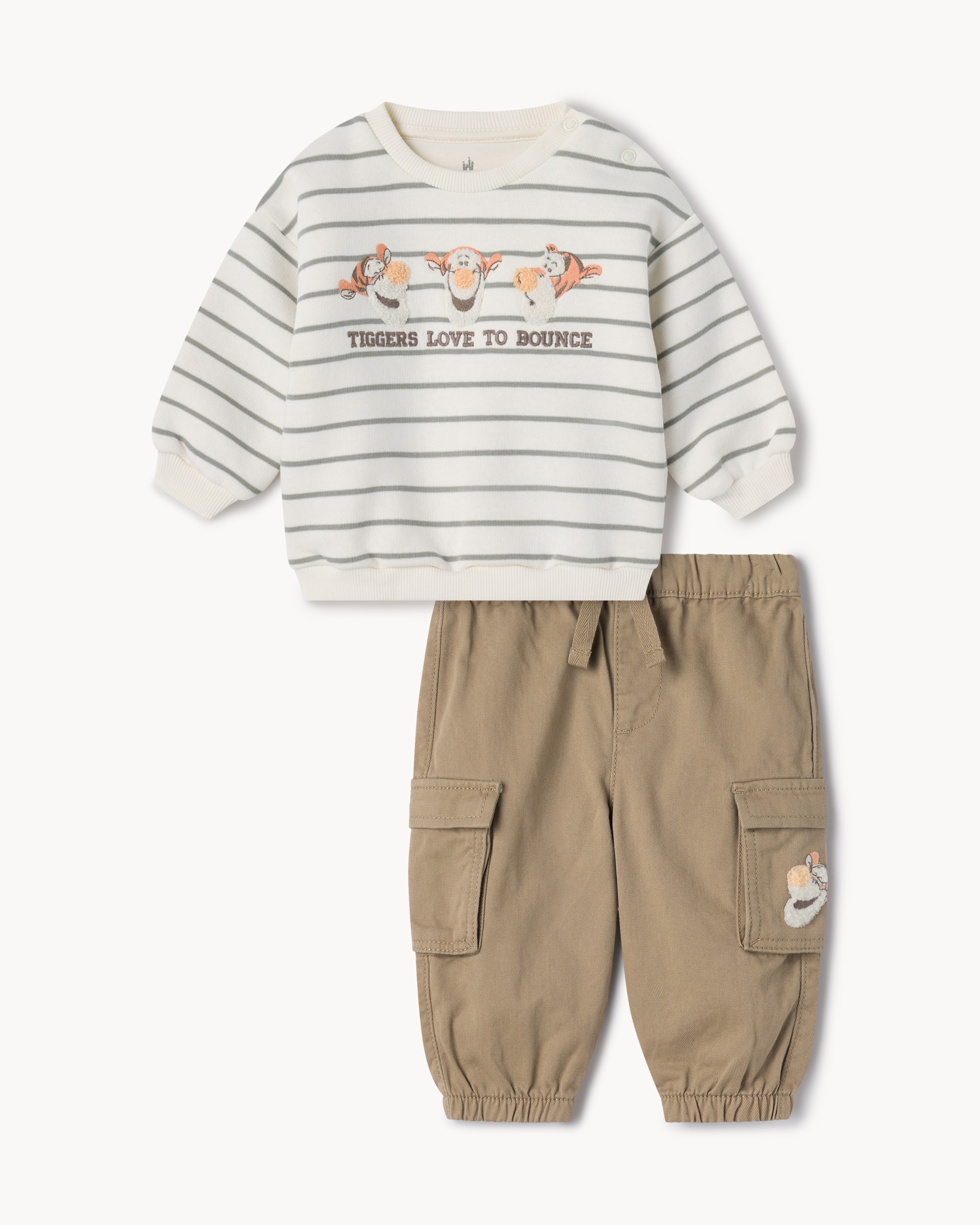 Disney Tigger Striped Sweatshirt and Cargo Trousers Set in Tan