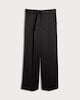 image 4 of F&F Satin Wide Leg Tie Waist Trousers in Black