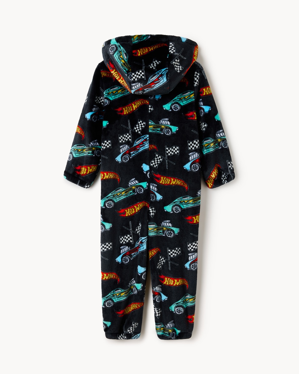 image 1 of Hot Wheels Fleece Onesie in Black