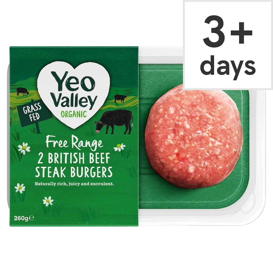 image 1 of Yeo Valley Organic 2 British Beef Steak Burgers 260g
