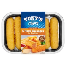 Tony's Chippy 6 Pork Sausages in Batter 300g