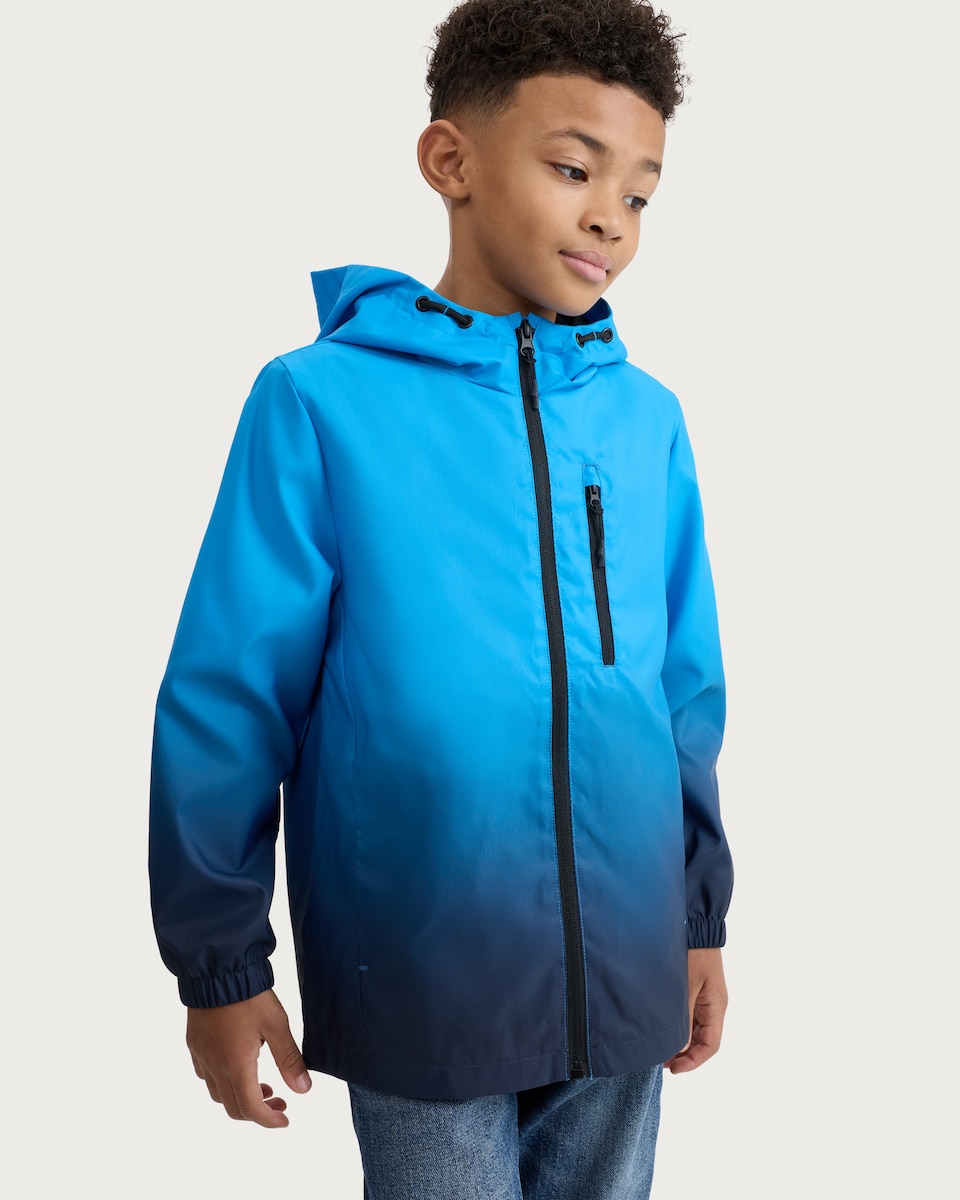 image 1 of F&F Boys Ombre Hooded Zip Up Jacket in Blue
