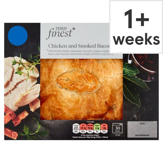 Tesco Finest Chicken & Smoked Bacon Pie 500G Tesco Groceries