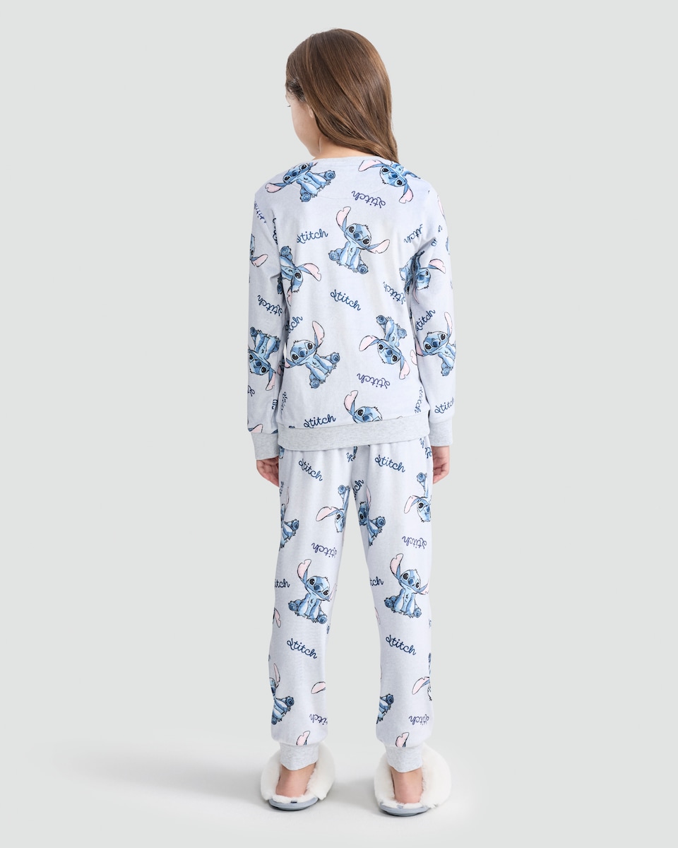 image 1 of Disney Lilo and Stitch Minky Fleece Pyjamas in Grey