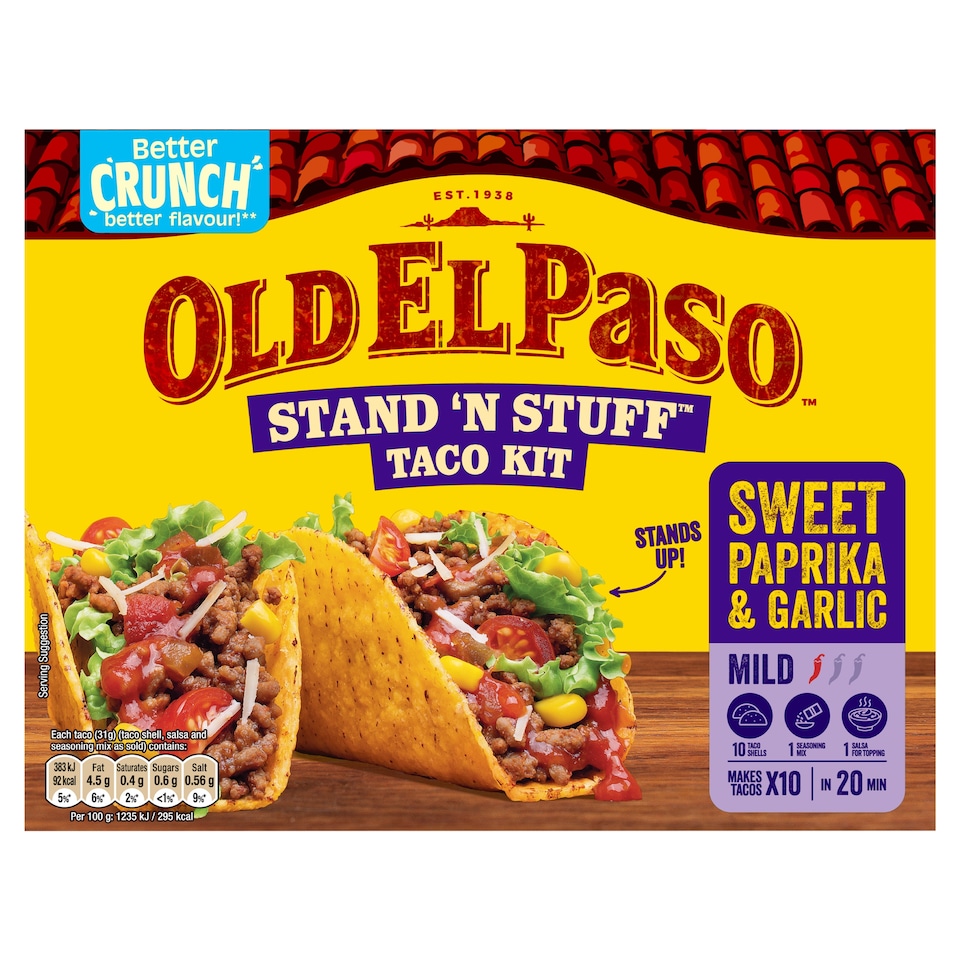 image 1 of Old El Paso Stand 'N' Stuff Taco Kit - Sweet Paprika & Garlic 312g