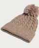 image 2 of F&F Cable Knit Pom Pom Beanie Hat in Neutral