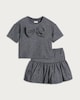 image 4 of F&F Girls 2-Piece Sparkle Bow Top and Skirt Set in Black