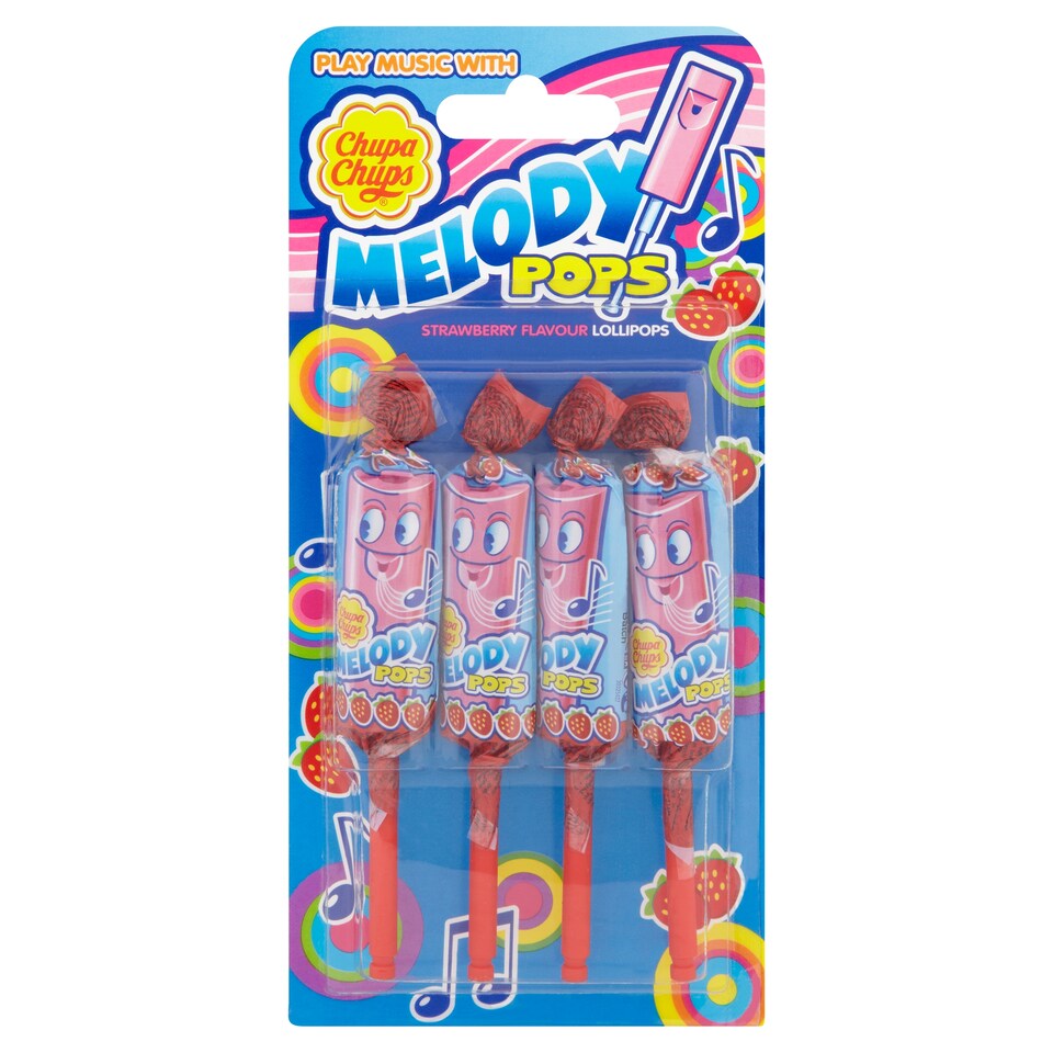 image 1 of Chupa Chups Melody Pops Strawberry Flavour 4x15g