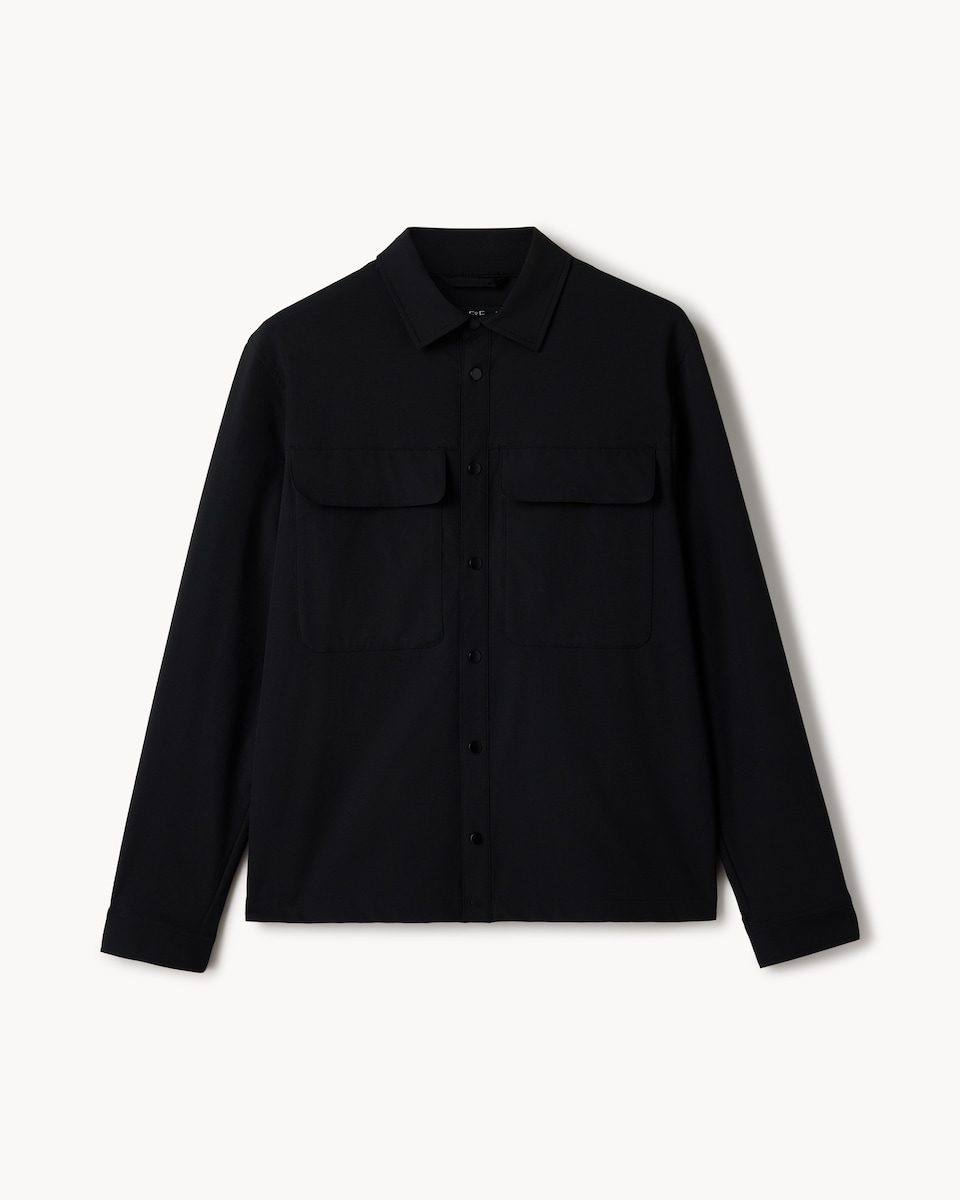 image 1 of The F&F Edit Collared Shower Resistant Overshirt in Black