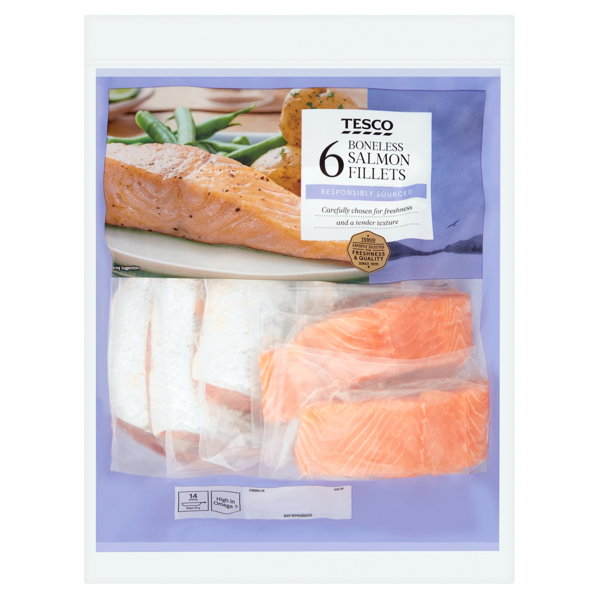 Tesco 6 Boneless Salmon Fillets 780G