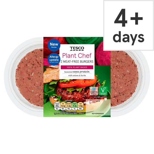 Tesco Plant Chef 2 Meat Free Burgers 226G Tesco Groceries