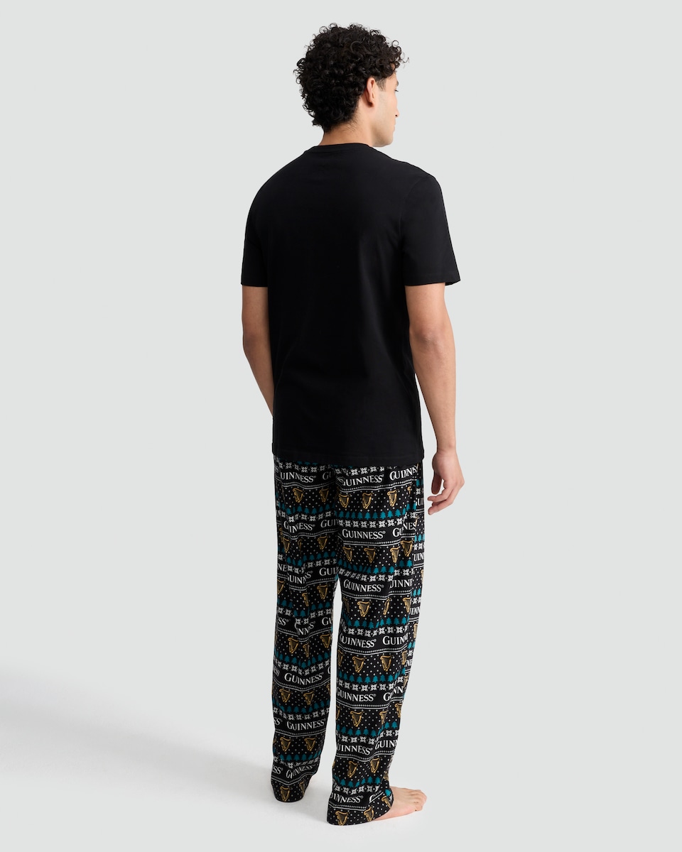 image 1 of Guinness Extra Stout Print T-Shirt and Bottoms Pyjamas in Black