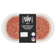 Tesco Fire Pit Northern Ireland 6 Beef Quarter Pounders 681G