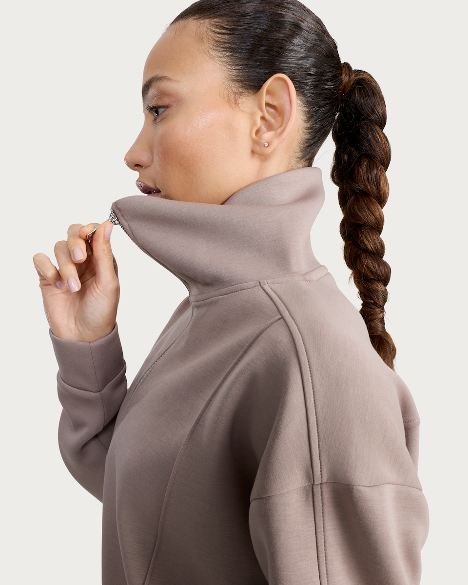 image 1 of F&F Active AFTERCLASS Half Zip Co-ord Sweatshirt in Brown