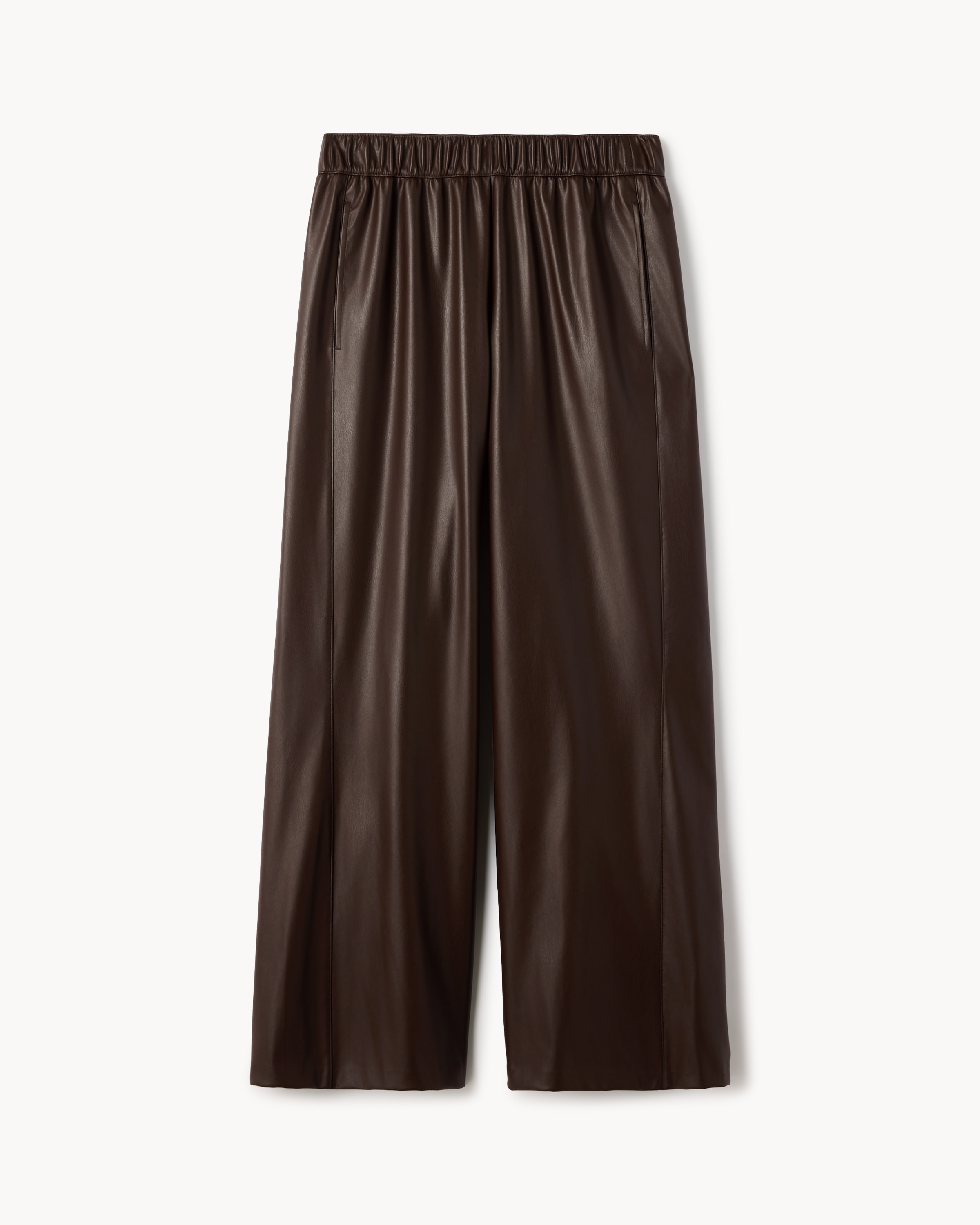 F&F Faux Leather Wide Leg Trousers in Burgundy