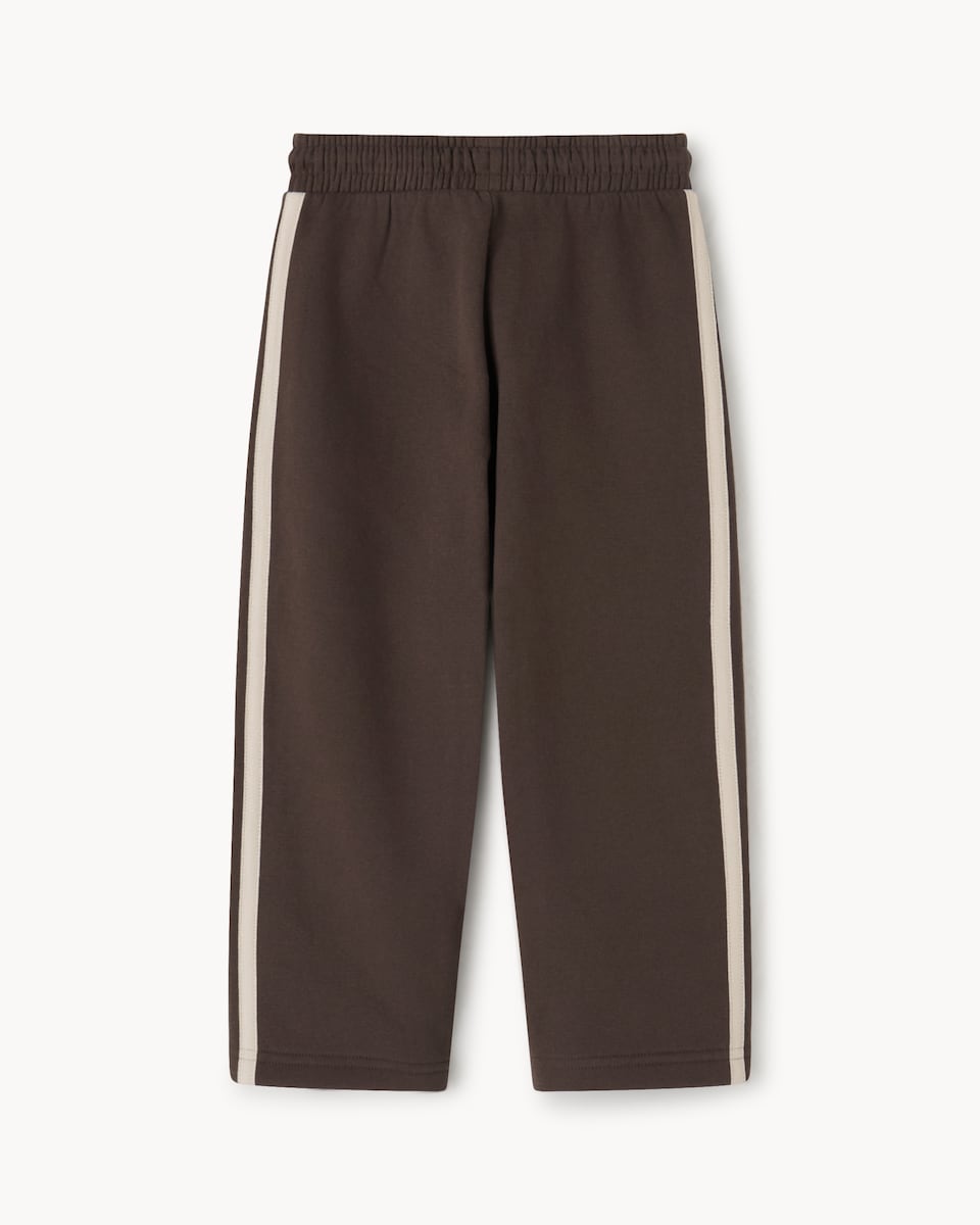 image 1 of F&F Boys 2-Pack Cotton Rich Side Stripe Wide Leg Joggers in Chocolate