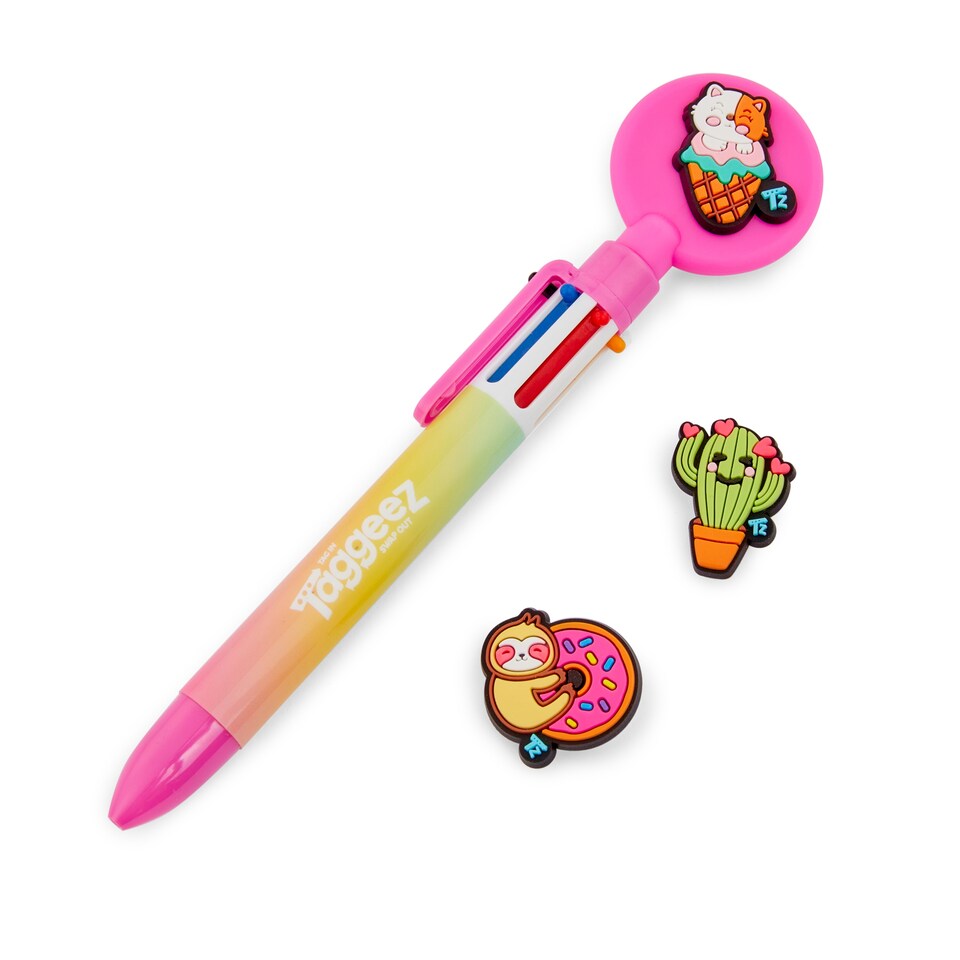 image 1 of Taggeez 6 Colour Pen & Charms Pink