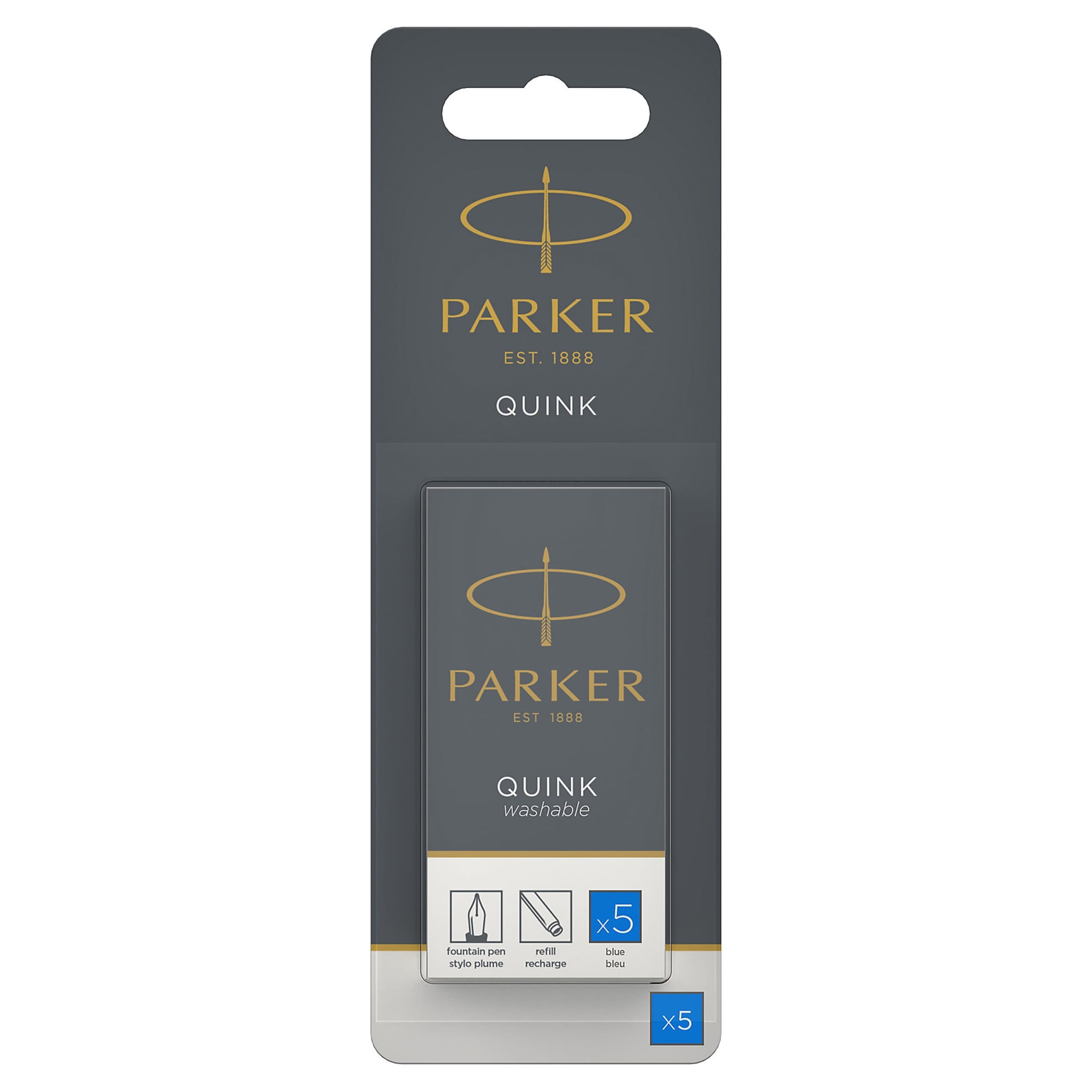 Parker Quink Ink Refill Cartridge for Fountain Pens Royal Blue Pack 5