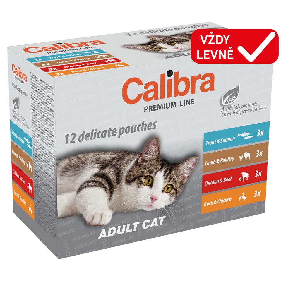 Calibra Premium Line kompletní krmivo pro dospělé kočky 12 x 100g