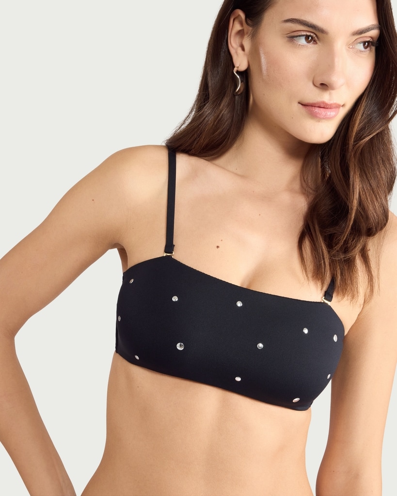 F&F Embellished Bandeau Bikini Top in Black
