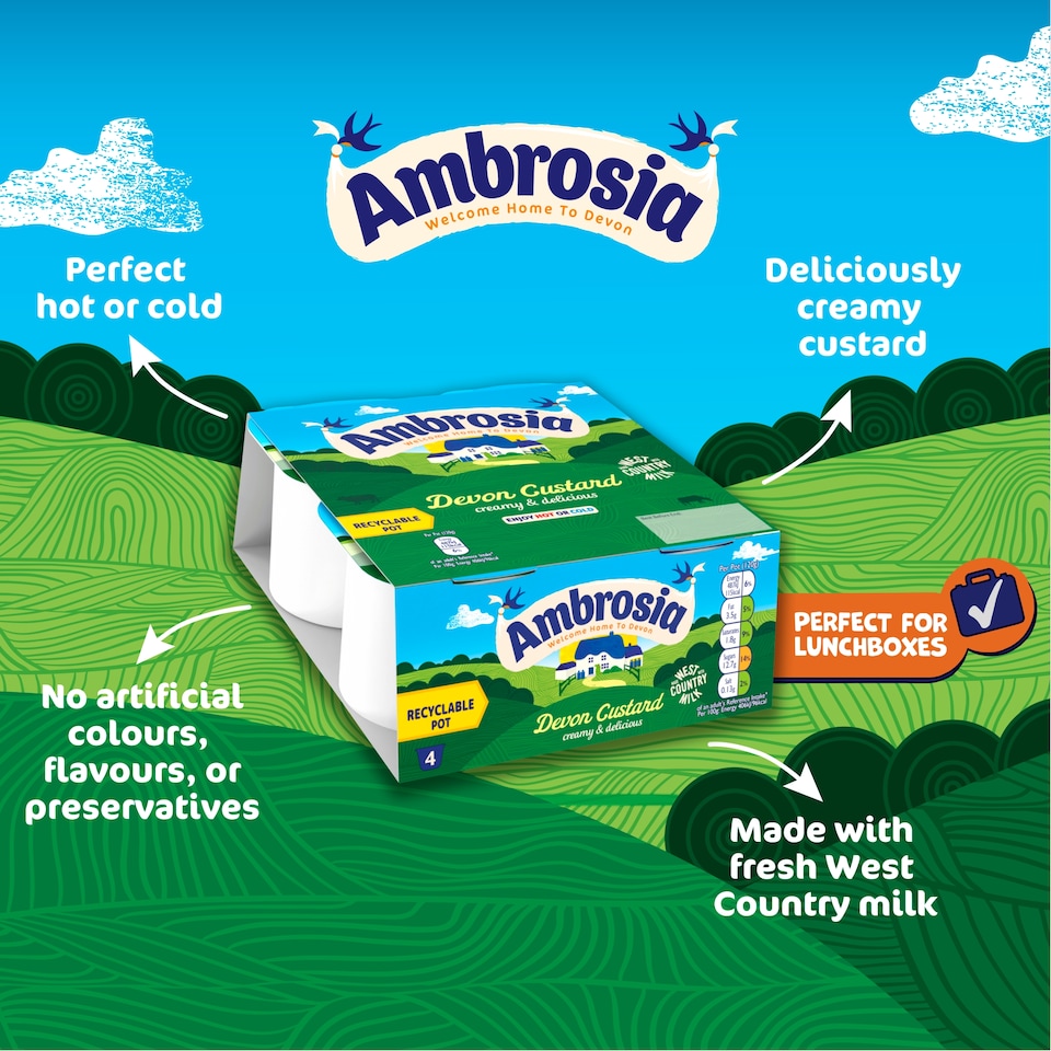 image 1 of Ambrosia Ready To Eat Devon Custard 4 X 120G