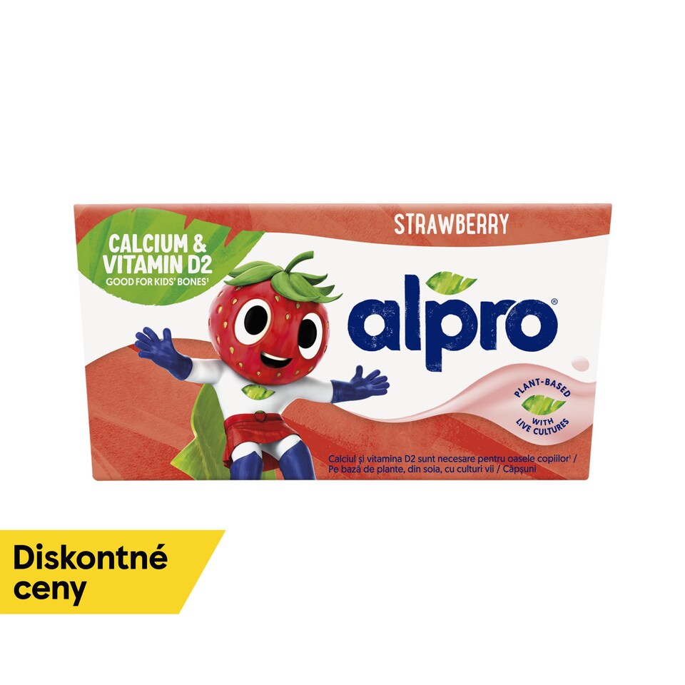 image 1 of ALPRO Kids Fermented soy product – strawberry, enriched with calcium, iodine, and vitamins 4x115g