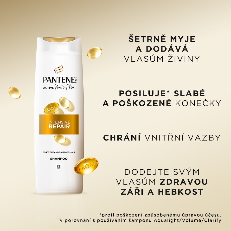 Obrázek 1 pro produkt Pantene Pro-V Intensive Repair Shampoo s antioxidanty pro poškozené vlasy, 400 ML