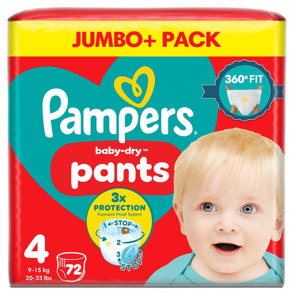image 1 of Pampers Baby-Dry Nappy Pants Size 4 Jumbo+ Pack 72 Pack