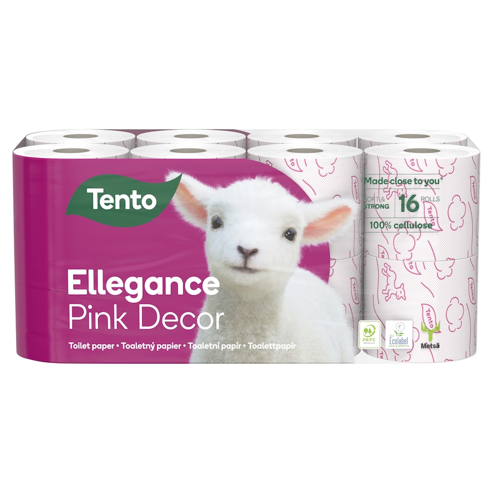 Tento Ellegance Pink Decor Toilet Paper 3 Ply 16 pcs