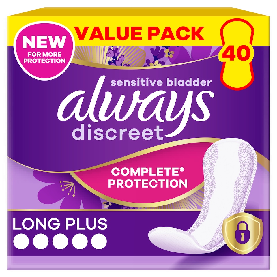 image 1 of Always Discreet Liners Long Plus 40 Pack