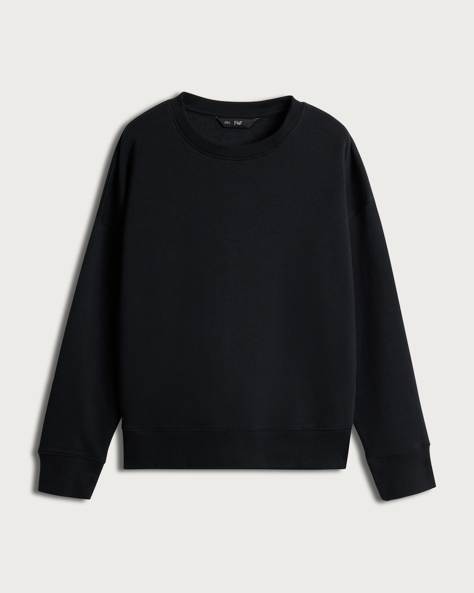 image 1 of F&F Active Cotton Rich Crew Neck Co-ord Sweatshirt in Black