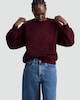 image 1 of F&F Cotton Rich Floral Appliqué Embroidered Sweatshirt in Burgundy