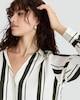 image 3 of F&F Satin Stripe Print Button Up Shirt in Khaki