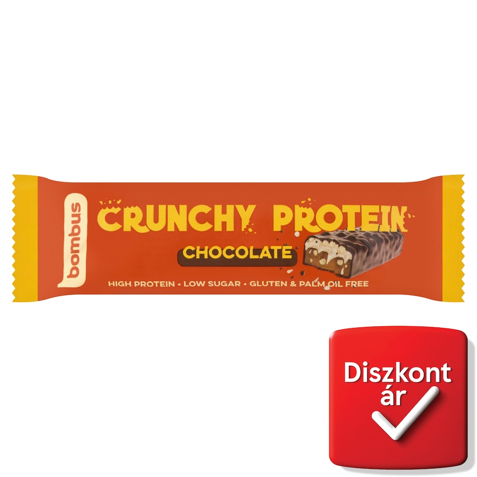 Bombus Crunchy Protein proteinszelet tejcsokoládéval, ropogóssal, édesítőszerrel 50 g  1. kép