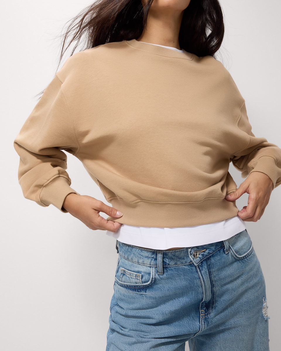 image 1 of F&F Cotton Rich Oversized Fit Sweatshirt in Med Nude