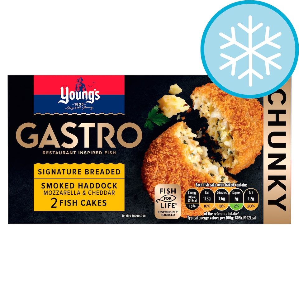 Youngs Gastro 2 Smoked Haddock Chunky Fish Cakes 270G